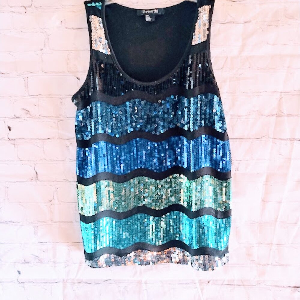 Forever 21 Women's Sparkly Sequins Tank Top Size … - image 2